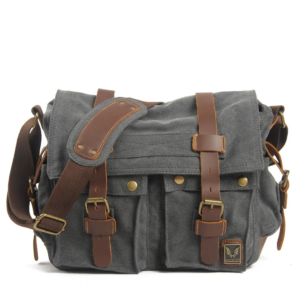 

Washed Canvas Shoulder Sling Bag Crossbody Messenger Bag For Man, Black, army green, blue, khaki yellow, light brown, gray