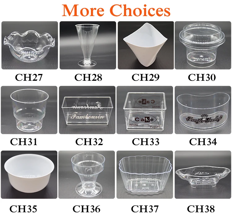 Square Cheap Reusable Rectangle Straight Grain Dessert Plastic Cup