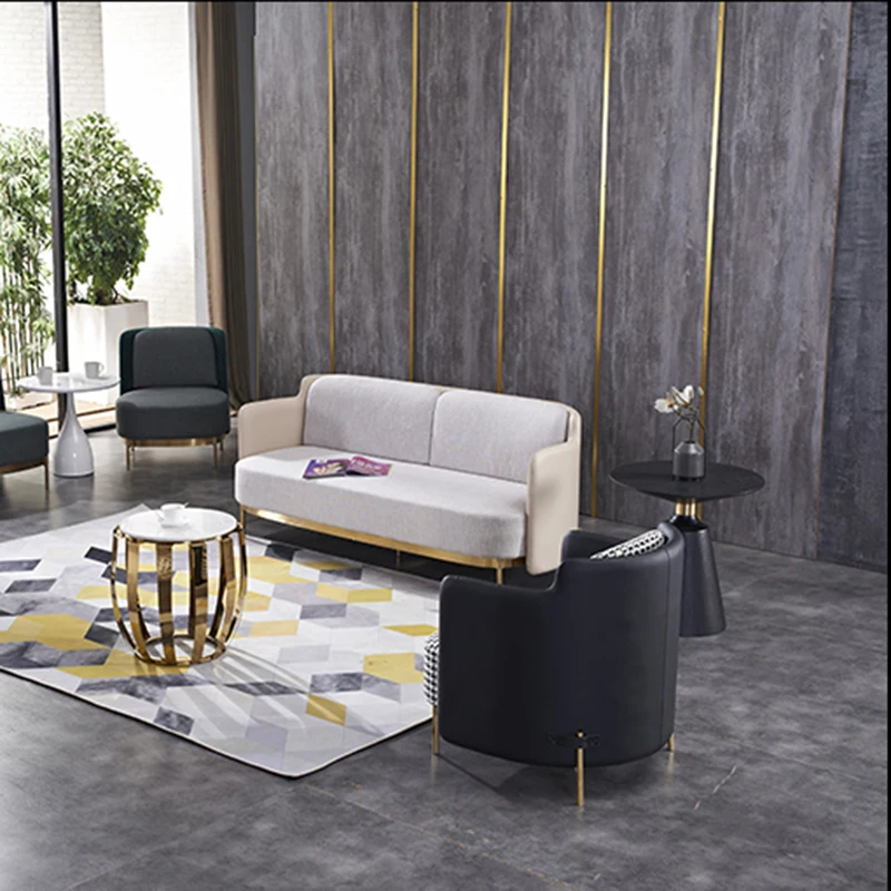 Modern living room hotel furniture stainless steel frame tea coffee table