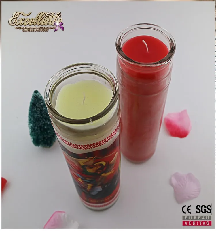 7 Days Burning Time Church Candle/8 Inches Religious Candle/multi Color Church Candle In Glass