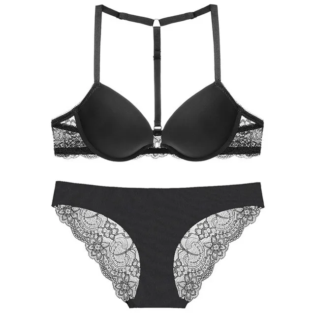 Women Sexy Bra And Panty Set Front Closure Bra Satin Racerback