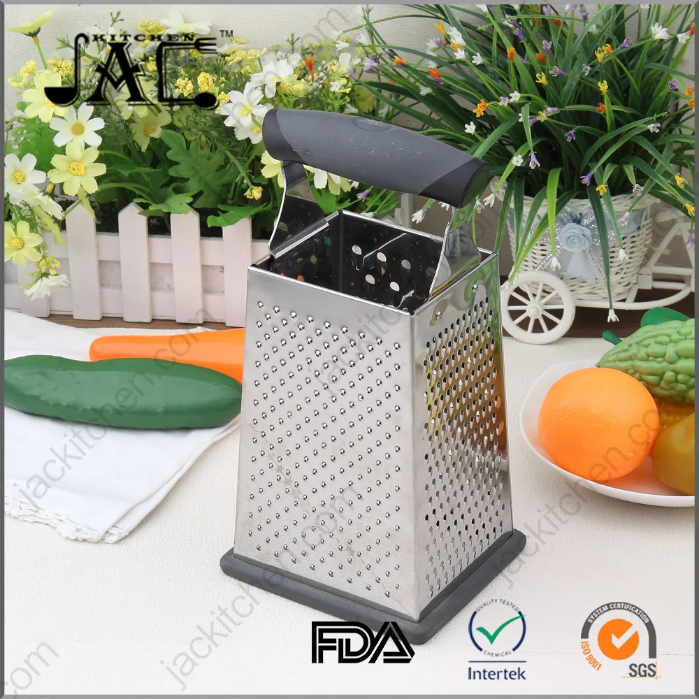 4-sides Stainless Steel Boxed Cheese Potato Grater Vegetable Slicer Non Slip Rubber Bottom