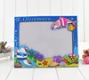 Free sample customize coloured soft pvc rubber seashell pyramid photo frame for souvenir