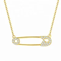 

925 Silver Jewelry European and Korean Style 2019 Gold Plated Pin Necklace