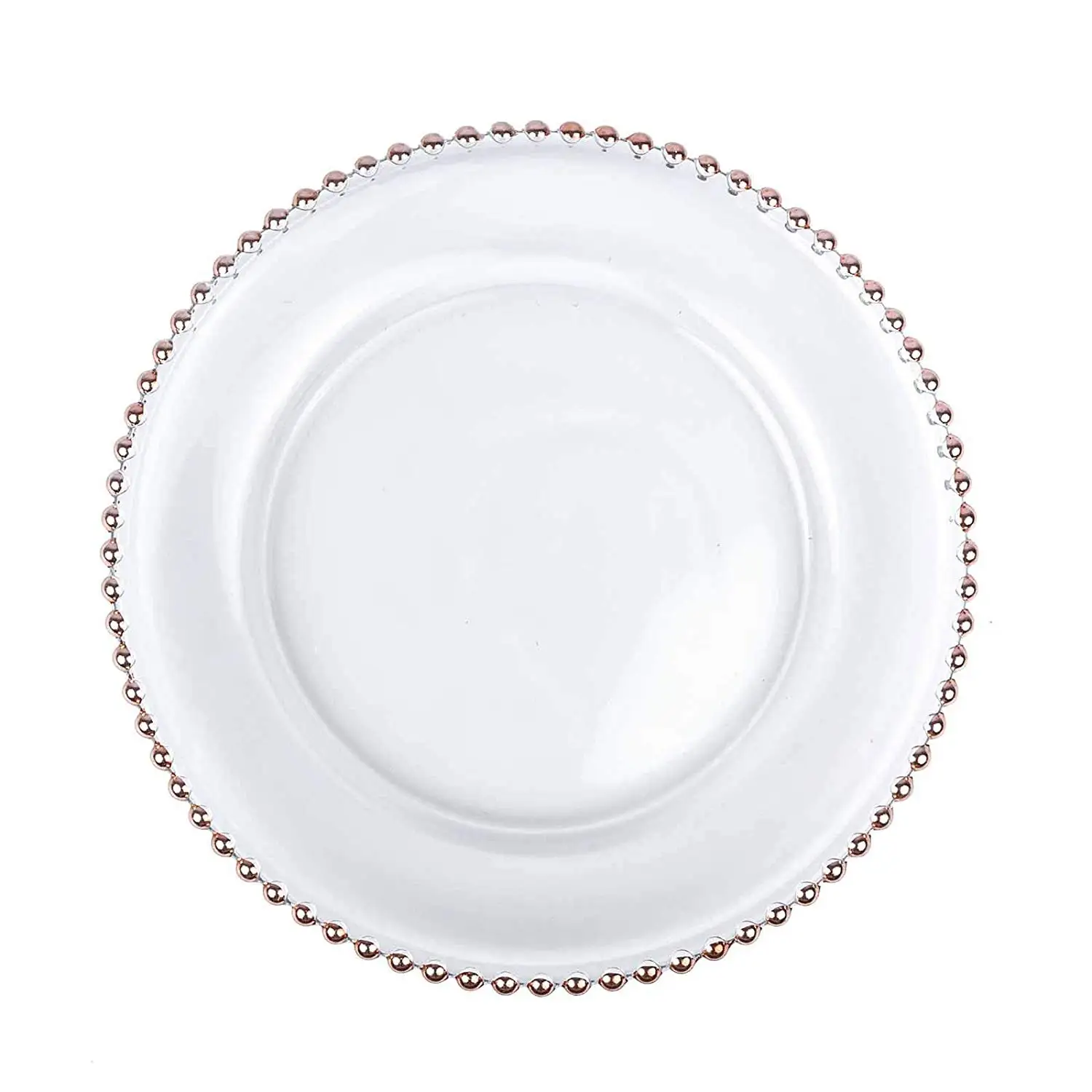 Koyal Wholesale Bulk Diamond Glass Charger Plates Set of 4 Rose Gold