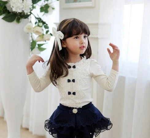 

China Wholesale Clothing Tall Elegant Lace T-Shirts For Child Clothes, As picture;or your request pms color