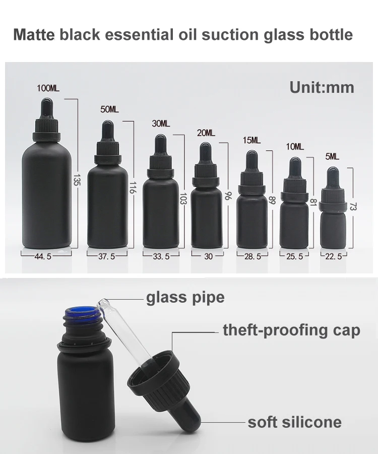 50ml Perfume Essential Oil Spray Matte Black Glass Bottle