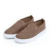 Factory Direct PU Upper Brown Slip on Flat Sneaker Shoes Women
