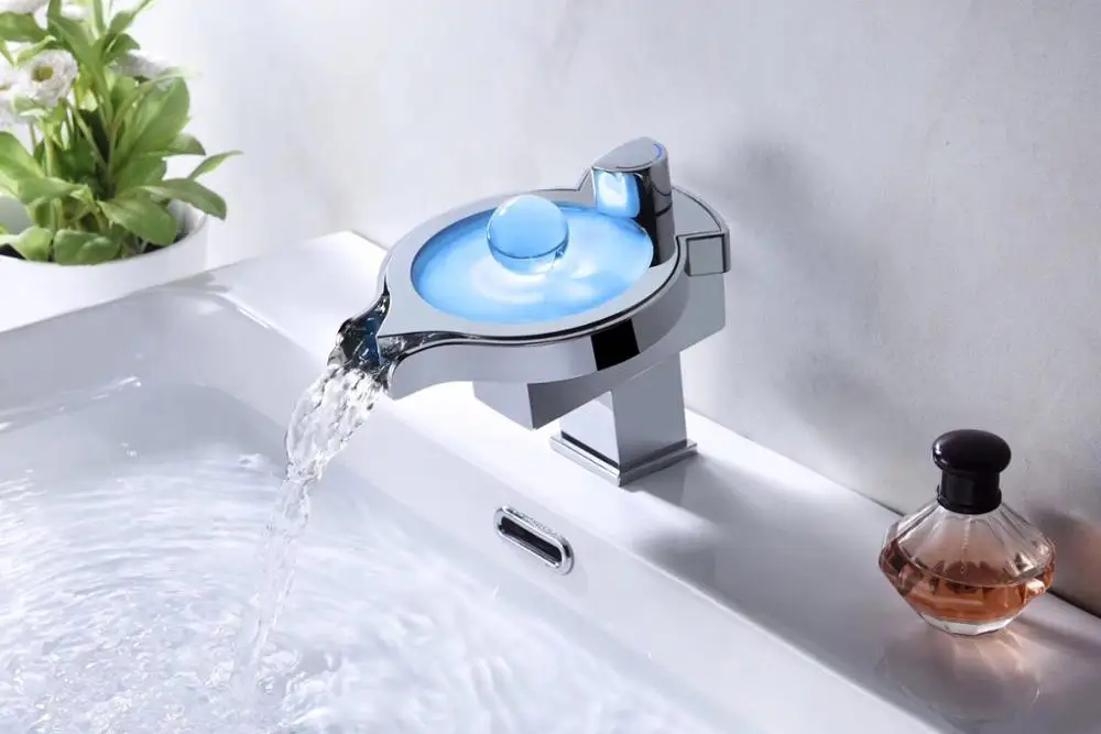 
original factory manufacture stainless steel led basin faucet smaller size waterfall tap 