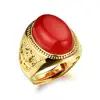 Agate Stone 18K Gold Plated Copper Alloy Titanium Make Fashion Dubai Gold Rings For Men Jewelry Rings