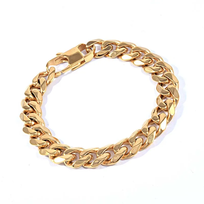 

Custom logo 18k jewelry gold chain men stainless steel bracelet