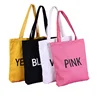 Customized Large size Reusable Pink cotton canvas fabric tote bag