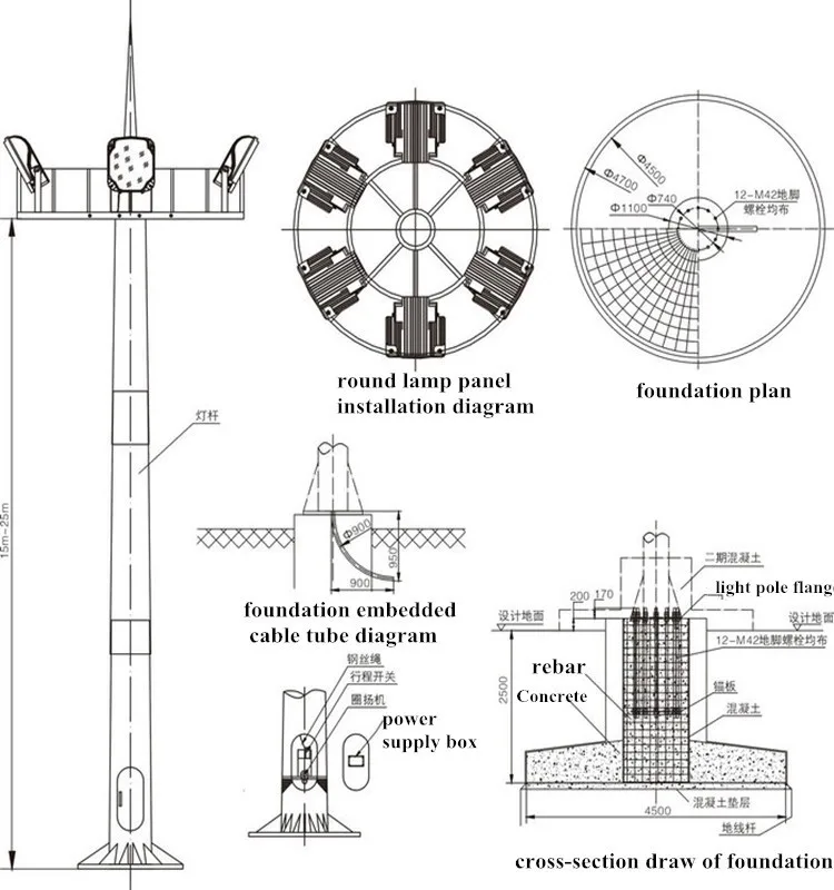 Professional Manufacturer Hot Dipped Galvanized Stadium Light Poles ...