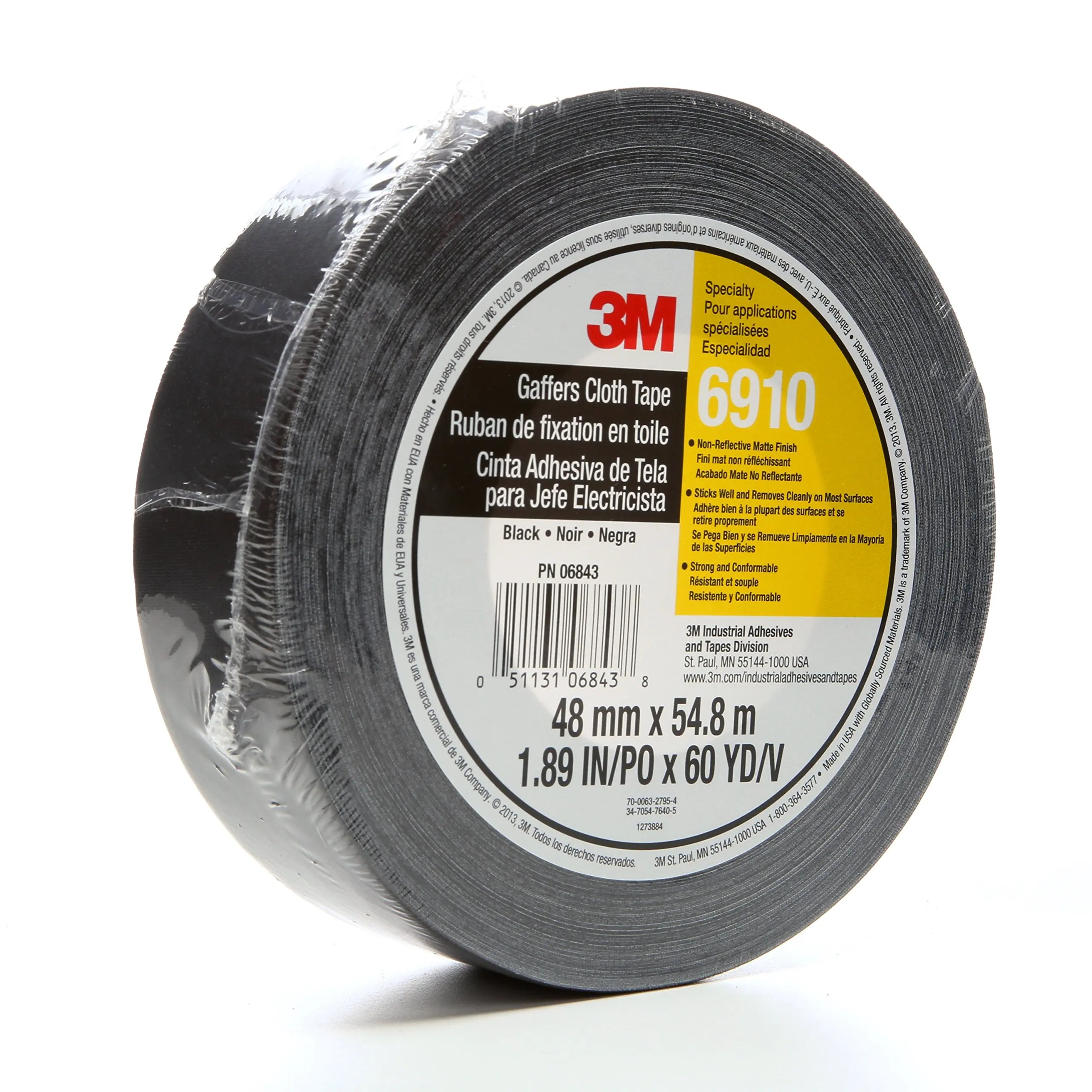 Get Quotations · 3M Cloth Gaffers Tape 6910 Black, 48 mm x 54.8 m 12.0 mil (Pack
