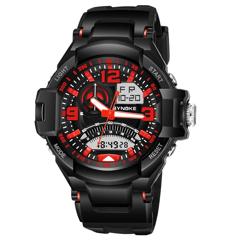 

SYNOKE Men's Military Watches 2018 Brand Multifunction Digital LED Watches Mens Rubber 50 meters Waterproof Sports Watch Clock, N/a