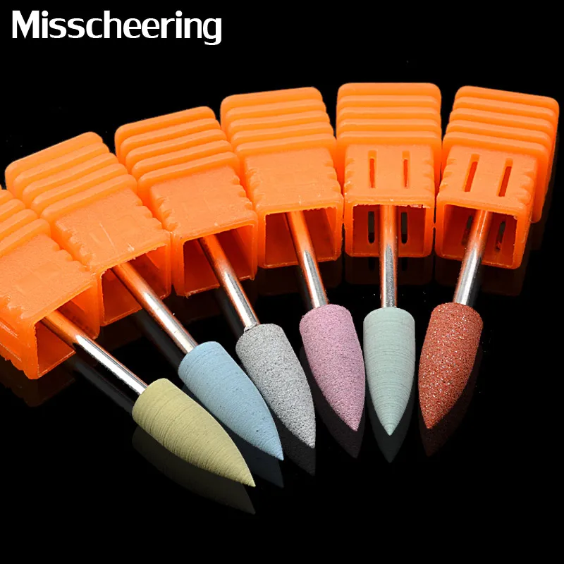 

Misscheering Silicone Polisher Grinders Nail Drill Bits for Electric Manicure Smoothing Polishing Nail Art Tools, 6 colors as photo show