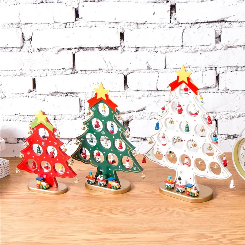 2019 Christmas 22cm Small Size Table Decoration Wooden Christmas Tree