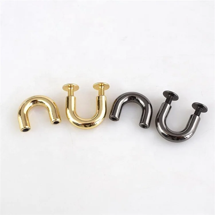 

Meetee F1-14 Alloy Bag Arch Bridge Shape D Ring Buckles for Luggage Clips Clasp Decoration Hardware Accessories, Gold gun black