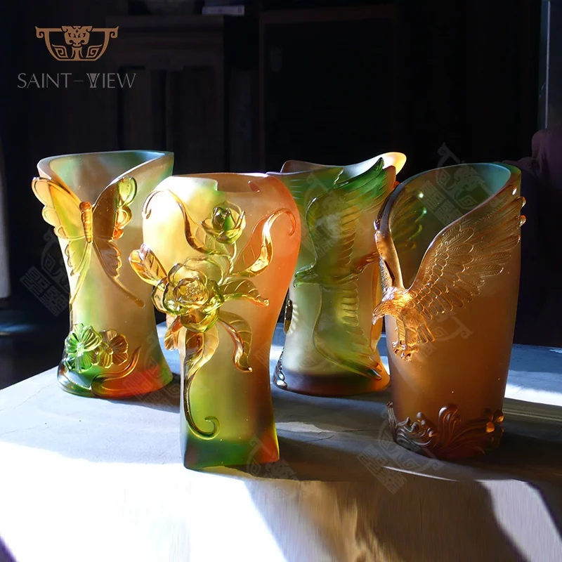 Animal Shaped Vase Lead Crystal Glass Liuli Deluxe Home Wedding