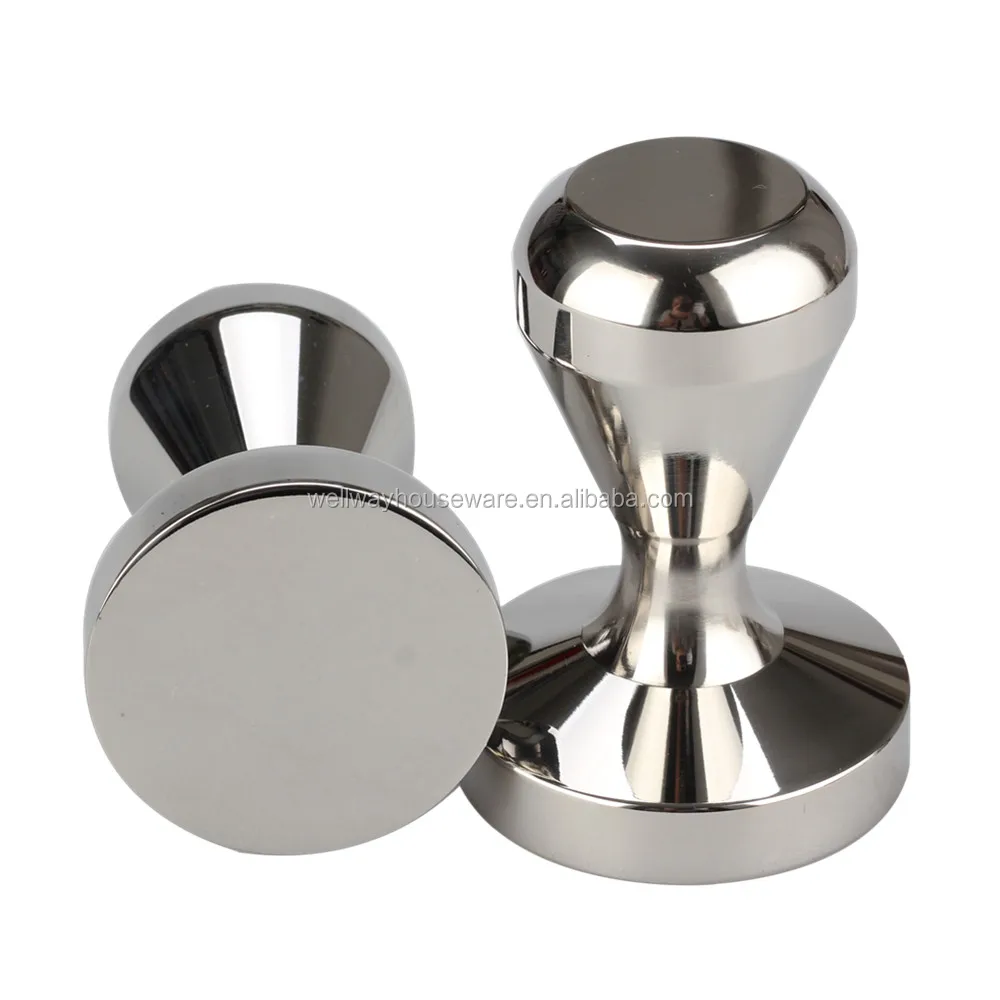 Tamping 51mm Silver Colour Barista Deluxe Living Ltd - Chrome Plated Solid Stainless Steel Tamper for Coffee and Espresso Espresso Coffee Tamper 