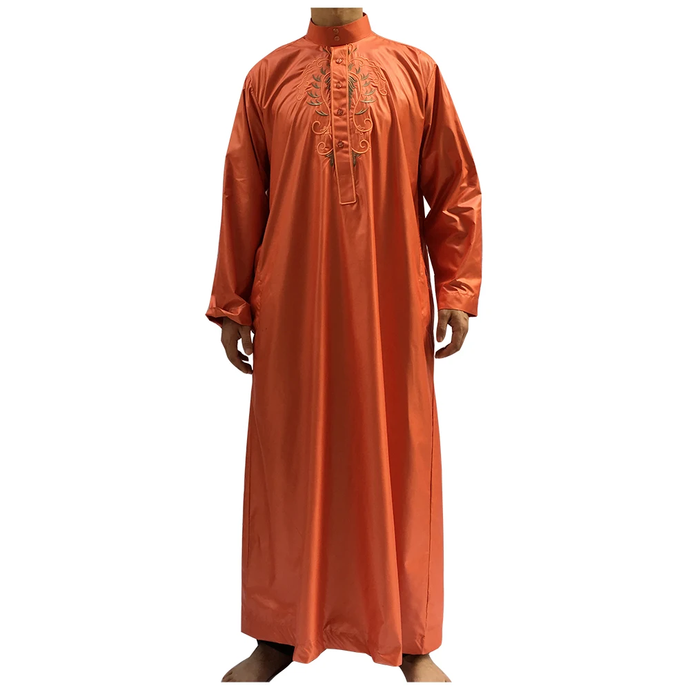 

Hand Embroidery Long Sleeve Qatar style Thobe, 6-8colors mix