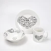 3pcs DIY ceramic dinner set with decal, art discovery plate set,living art dinner set