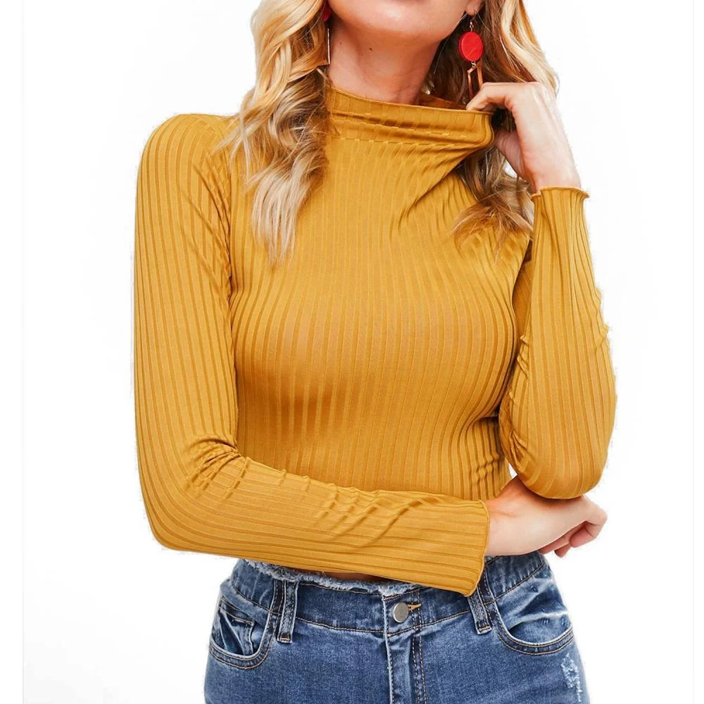 

Turtleneck sweater shirt solid color long sleeve t shirt, Black;green;yellow