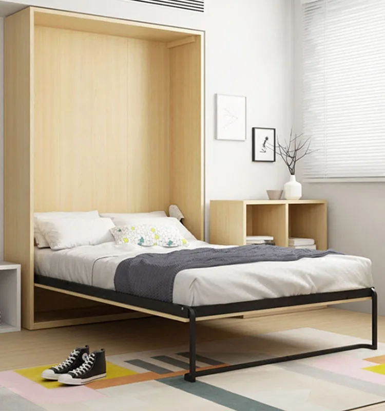 Space Saving Innovative Folding Wall Bed With Storage Cabinet And Desk ...