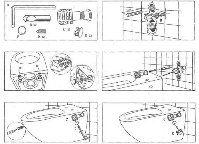 Toilet Wall-hung Toilet Concealed Fixation Parts Fixing Kits - Buy Wall ...