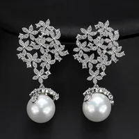 

Fashion Marquise Shape Cz Pearl Earring White White Color Bridal Wedding Earring