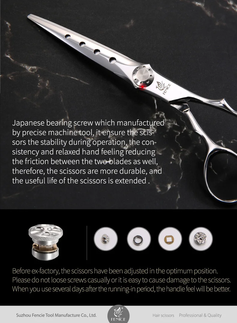 6.25 Inch Japanese VG10 Stainless Steel Barber Hair Scissors Blade with Holes
