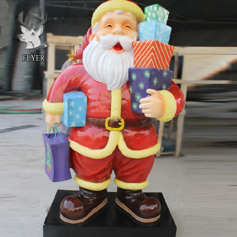 2018 New Design Life Size Fiberglass Santa Claus Figurines Statues