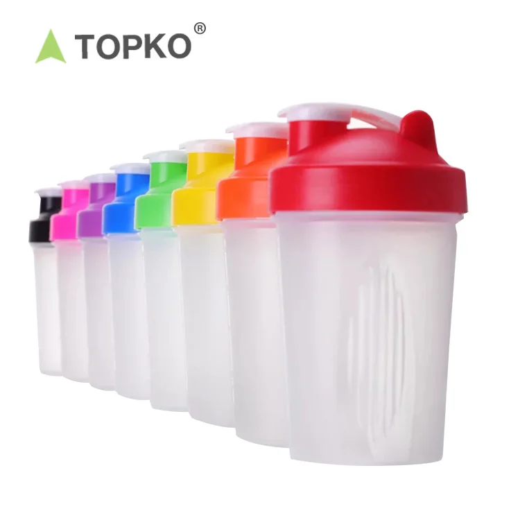 

TOPKO 400ml wholesale gym fitness shaker bottle custom logo protein sports water bottle botella de agua with mixer ball, Existing color, or custom color
