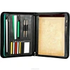 2018 A4 Professional Interview PU synthetic leather Padfolio Portfolio with Zippered Closure Card pocket Tablet Sleeve Pen loop