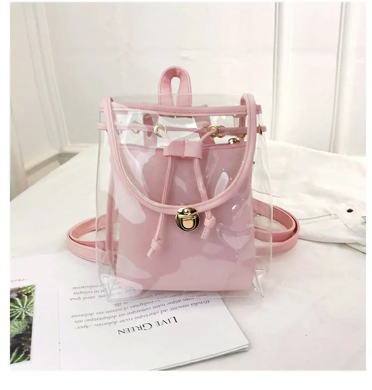 

fashion jelly transparent clear PVC Zipper backpack bag