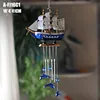 Wholesale Cheap Metal Wind Chimes Wooden Blue Sailboat ShapeHome Decor Ship Windchimes Wind Chimes For Sale