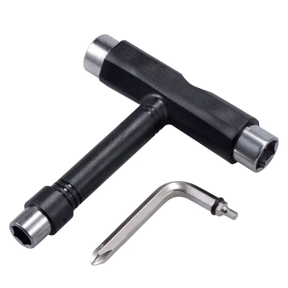 
All-In-One Skate Tools Multi-function Skateboard T Tool Accessory with T-type Allen Key n L-type Phillips Head 