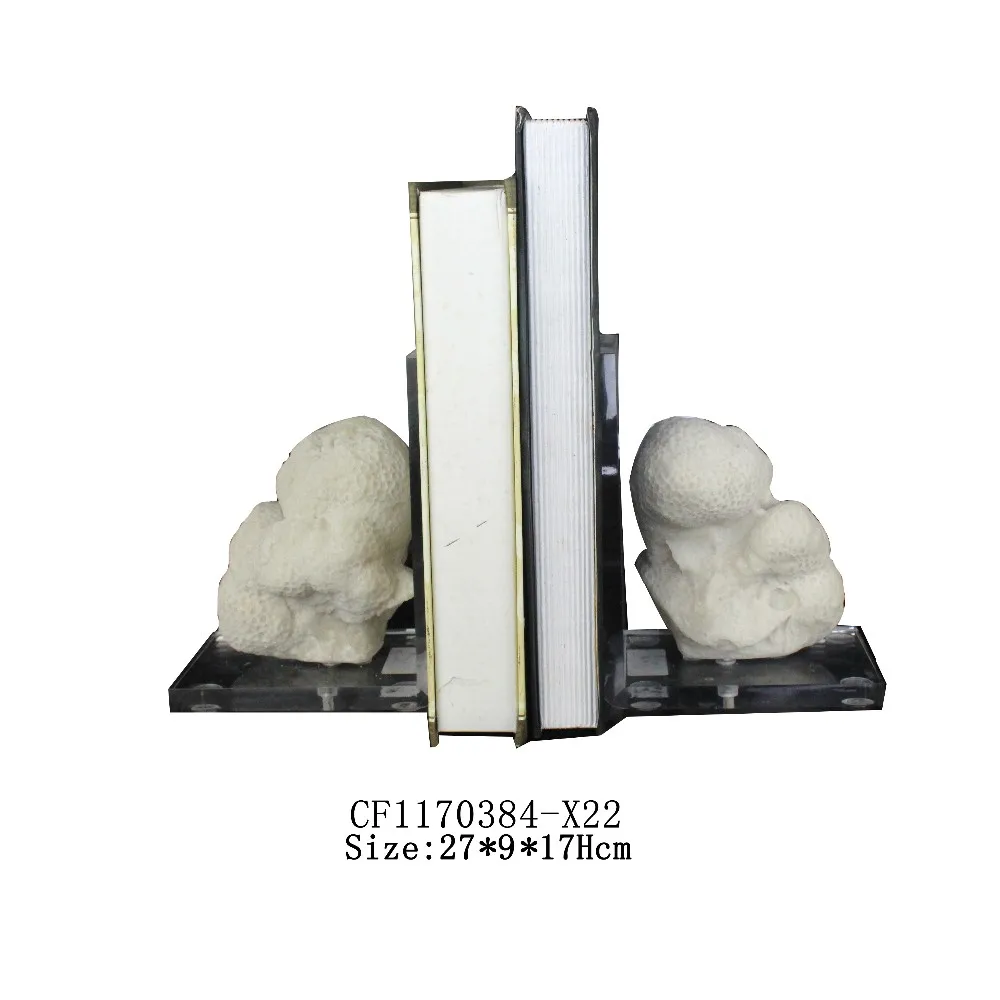 Modern Resin Acrylic Base Creative Coral Shaped Art Bookends Decorative factory