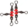 HiUmi 100Pcs/Bag 3 Way Brass Fishing Rolling Barrel Swivel Bearing Connector Solid Ring Swivel Set