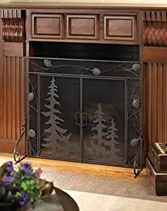 Buy Fireplace Screens Three Panel Black Spark Guard Modern Rustic