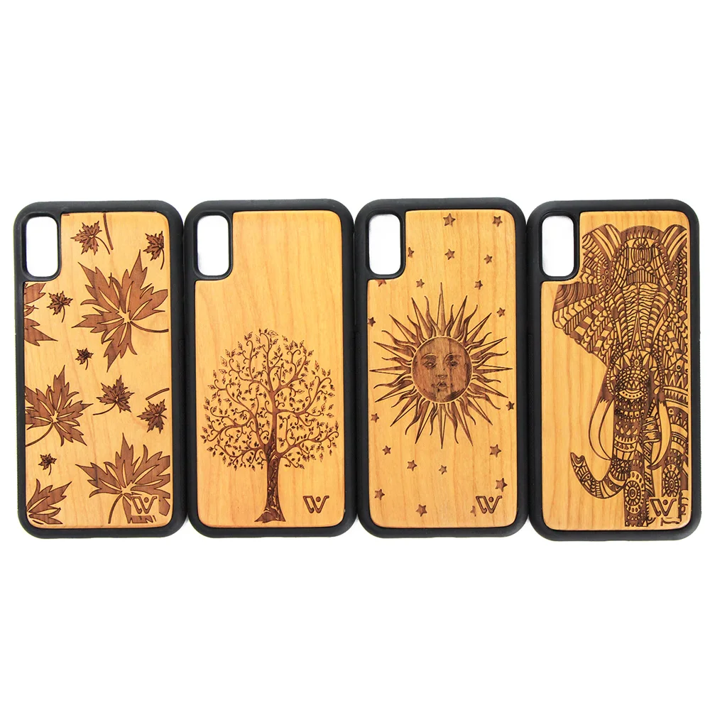

Hot Selling Original Mobile Protective TPU Flame Wood Phone Case For iPhone X