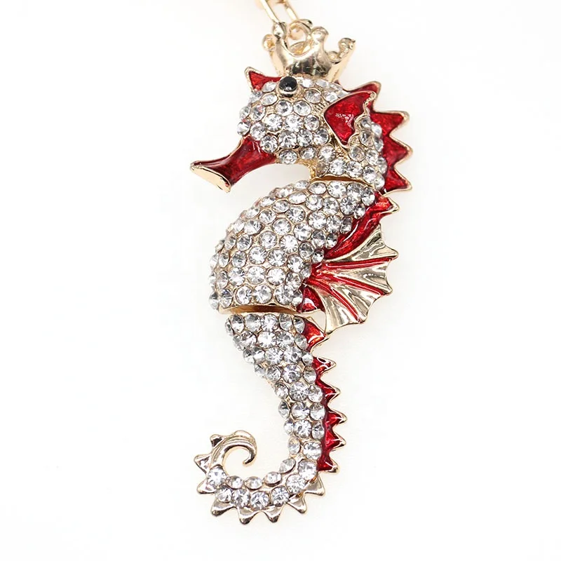 

Rhinestone Seahorse Key Chains Enamel Crystal Cute Seahorse Pendant For Car Key Chains, Crystal, blue