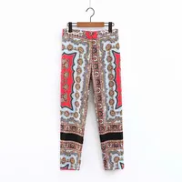 

Flower printed fashion design women pants casual summer trousers