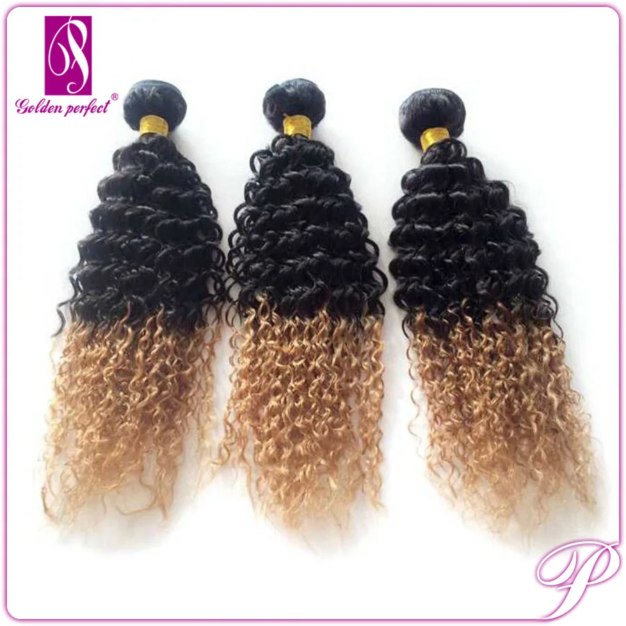 Sell Best Colored Two Tone Hair Weave Curly For Black Woman Per