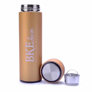 Image of custom logo 500ml double wall 18 8 stainless steel insulated water bottle with tea infuser
