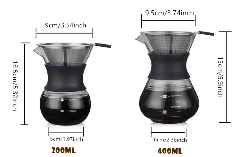 Black Silicon Band Coffee Dripper Pour Over Coffee Maker With Permanent