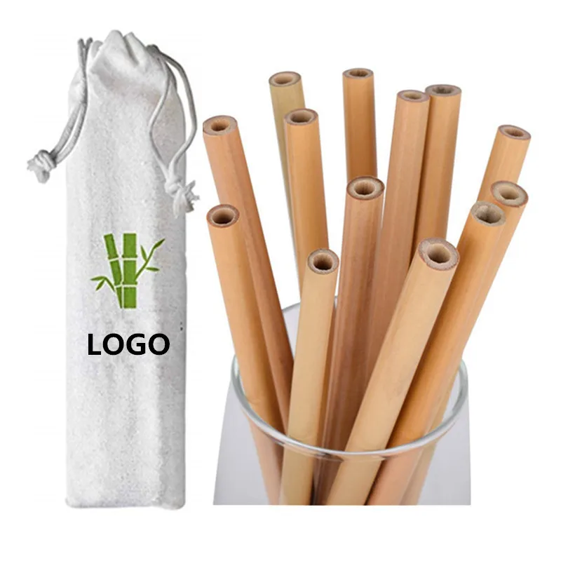 

Logo Top Yellow Bamboo Drinking Straws Made Of Organic Natural Bamboo Hot Sell in Amazon