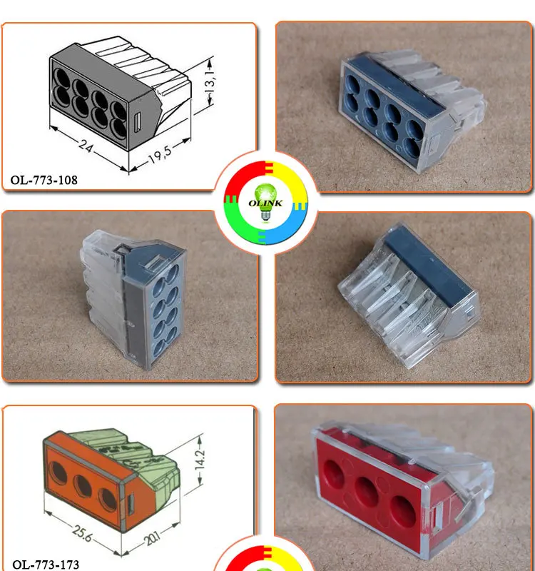 wire connector,electric wire connector,quick wire connector,Junction Box connector,Building wire connector,773-102,773-104,773-106,773-108,773-173,wago 773.