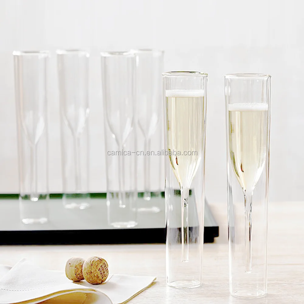 Flûte À Champagne Sans Pied À Double Paroi Offre Spéciale 2017,Lot De 6