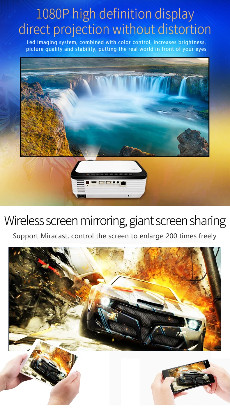 CRE 2019 hot sale OEM LCD proyector 3200 Lumens  full HD 4K portable home theater projector